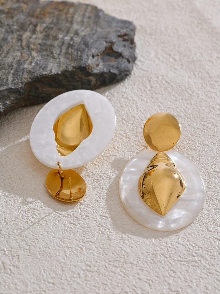 Oval acrylic conch drop earrings - product image