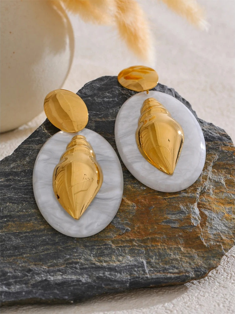 Oval acrylic conch drop earrings - product image