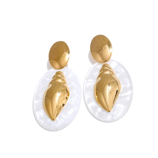 Oval acrylic conch drop earrings - product image
