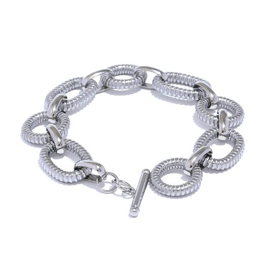 Oval chain toggle clasp unisex statement bracelet - product image