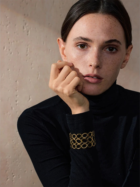 Oval hollow wide wrist cuff bracelet - product image