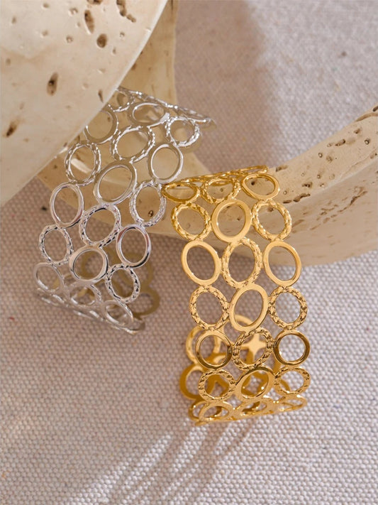 Oval hollow wide wrist cuff bracelet - product image