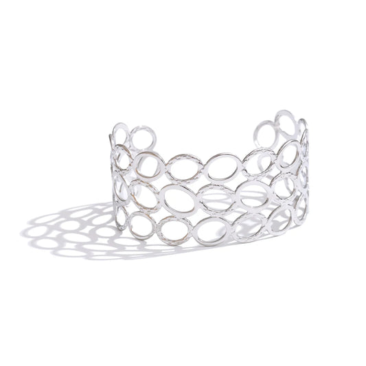 Oval hollow wide wrist cuff bracelet - product image