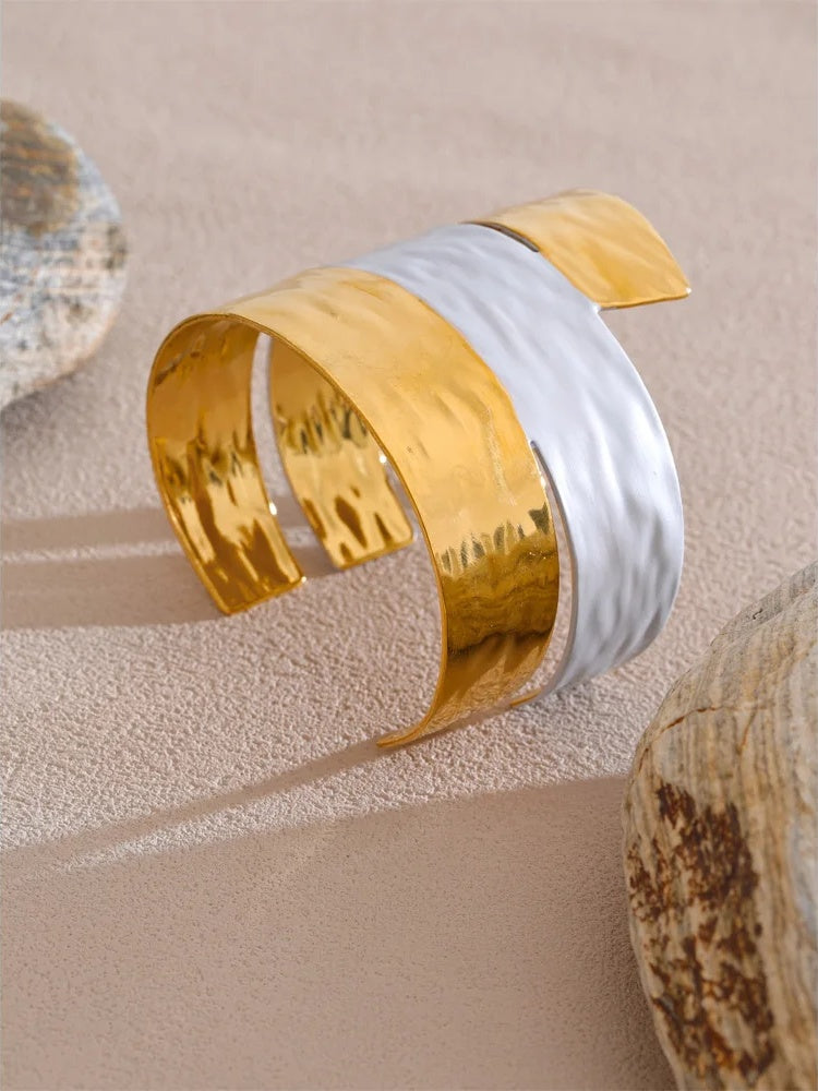 Paint layer wide large cuff bracelet bangle - product image