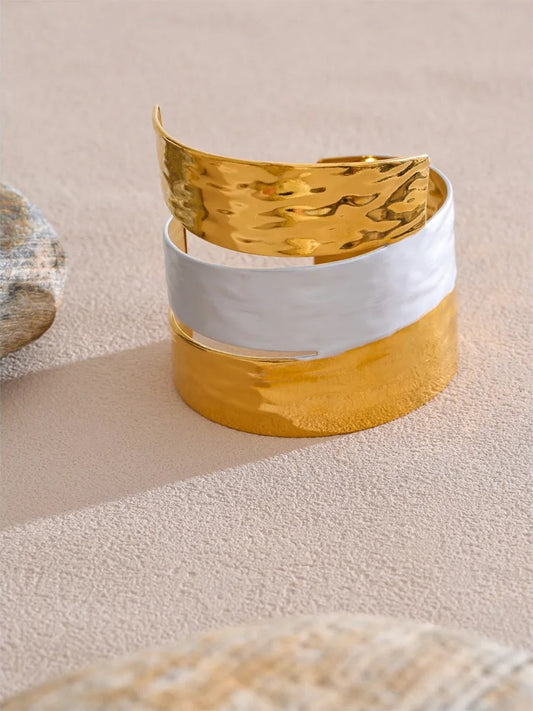 Paint layer wide large cuff bracelet bangle - product image