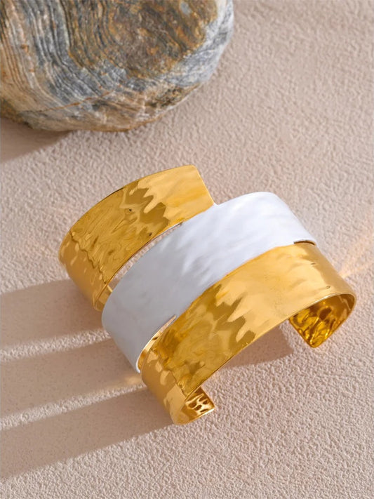 Paint layer wide large cuff bracelet bangle - product image