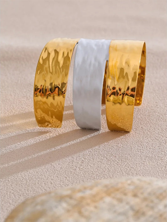 Paint layer wide large cuff bracelet bangle - product image
