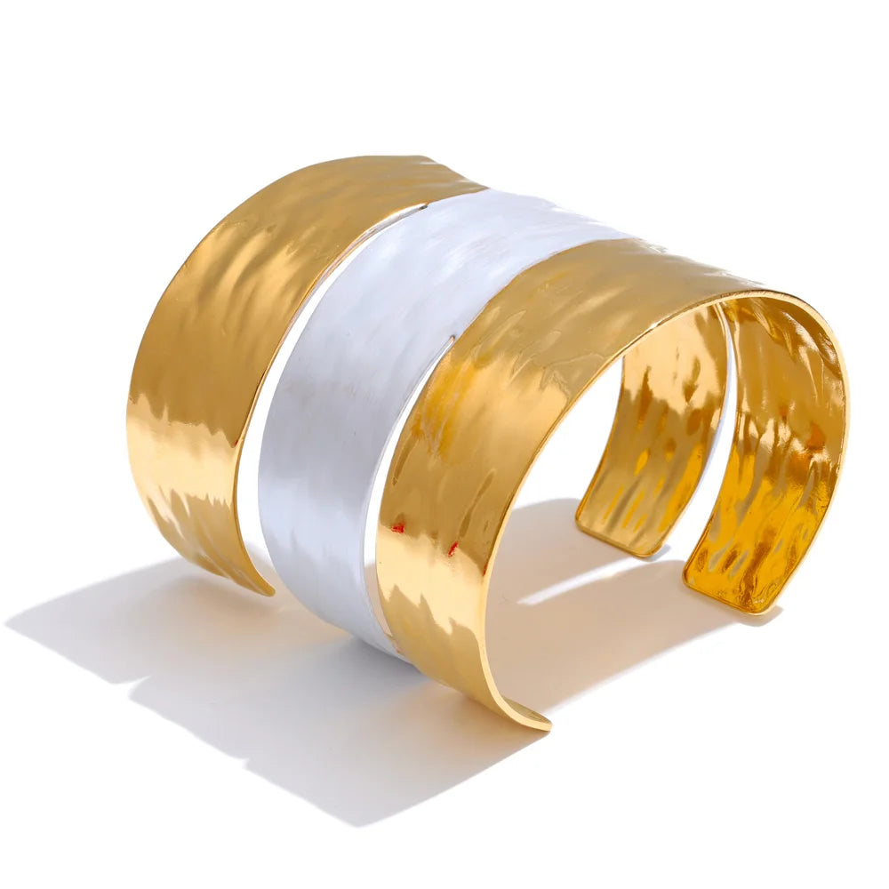 Paint layer wide large cuff bracelet bangle - product image