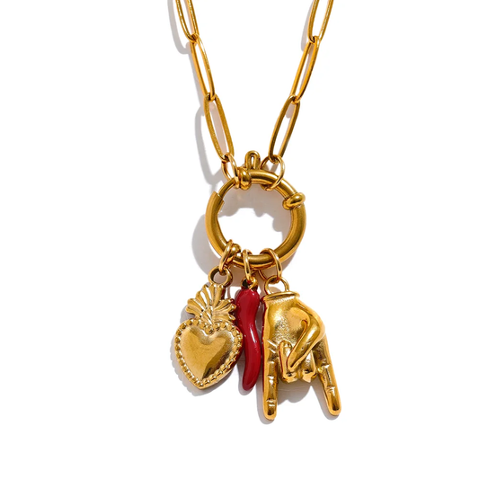 Palm chili heart contemporary pendant necklace - product image