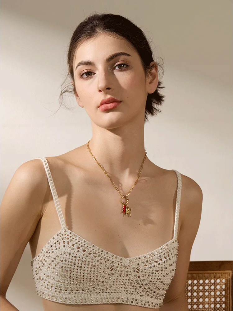 Palm chili heart contemporary pendant necklace - product image