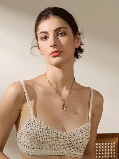 Palm chili heart contemporary pendant necklace - product image