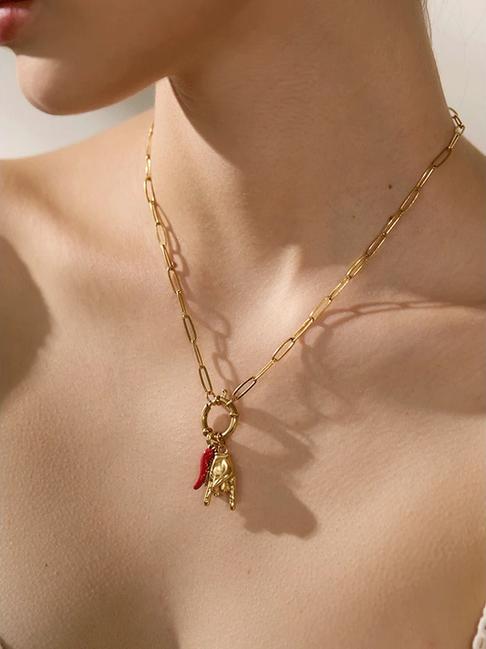 Palm chili heart contemporary pendant necklace - product image