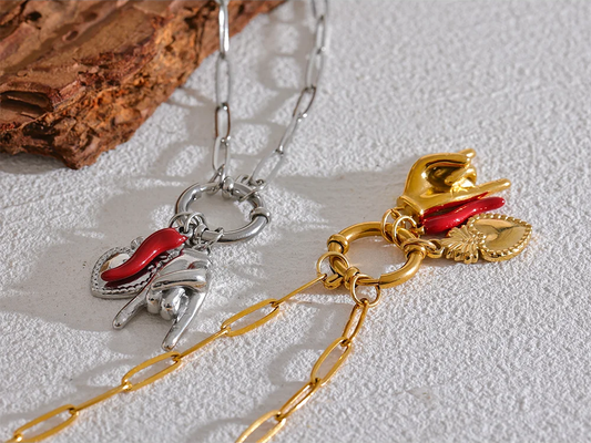 Palm chili heart contemporary pendant necklace - product image