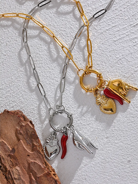 Palm chili heart contemporary pendant necklace - product image