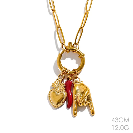 Palm chili heart contemporary pendant necklace - product image