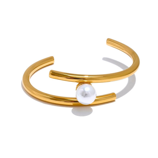 Pearl double layer open cuff unique design women bracelet - product image