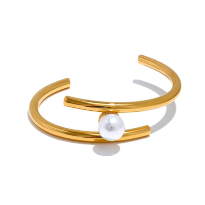 Pearl double layer open cuff unique design women bracelet - product image