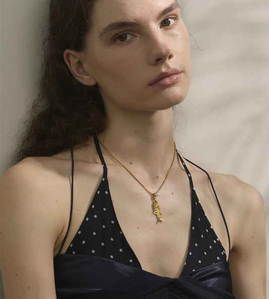 Pearl fish pendant summer vacation necklace - product image