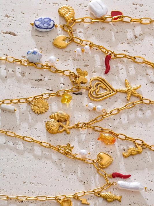 Pearl shell starfish flower chilli drop pendant necklace - product image