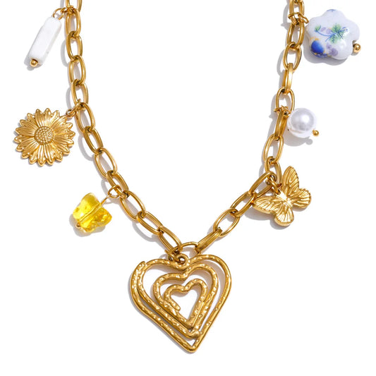 Pearl shell starfish flower chilli drop pendant necklace - product image