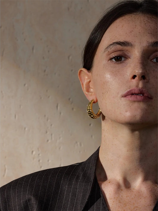 Pearls c-shape exquisite daily fashion hoop earrings - product image