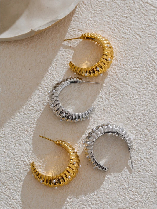 Pearls c-shape exquisite daily fashion hoop earrings - product image