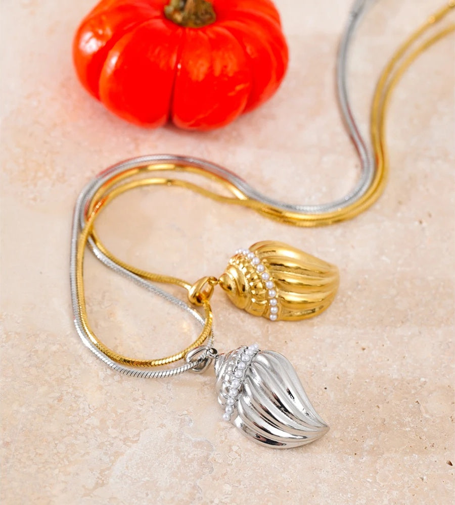 Pearls conch pendant necklace ring set - product image