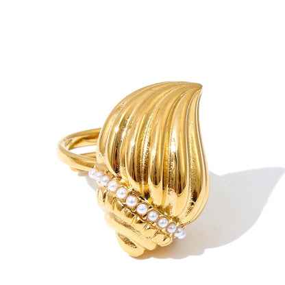 Pearls conch pendant necklace ring set - product image