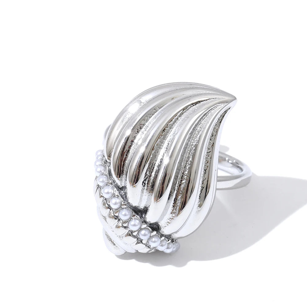 Pearls conch pendant necklace ring set - product image