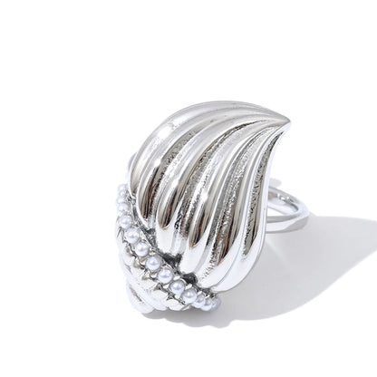 Pearls conch pendant necklace ring set - product image