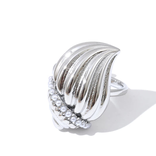 Pearls conch pendant necklace ring set - product image