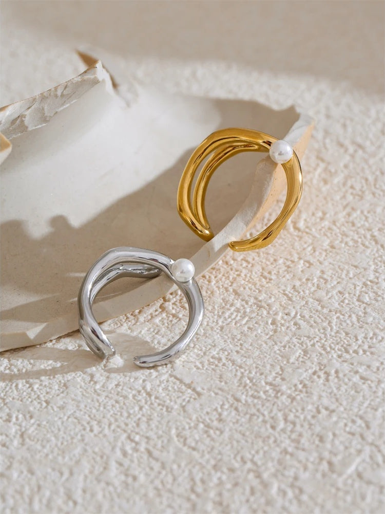 Pearls contemporary open chic ring - product image