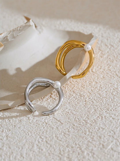 Pearls contemporary open chic ring - product image