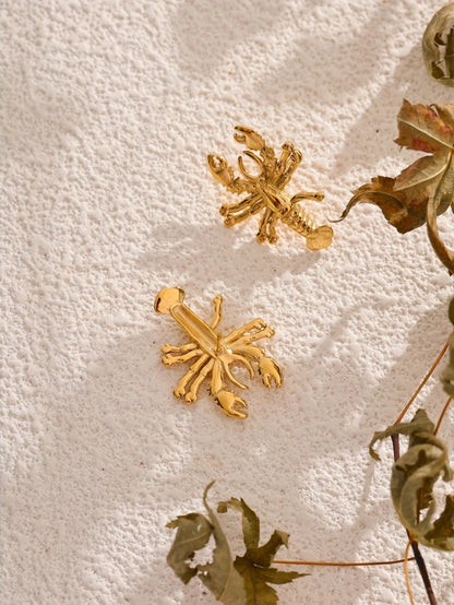 Personalized metal crayfish stud earrings - product image