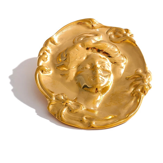 Personalized metal portrait head brooch - product image