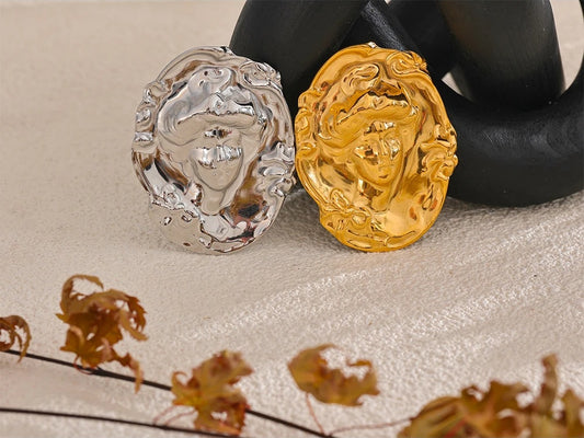 Personalized metal portrait head brooch - product image
