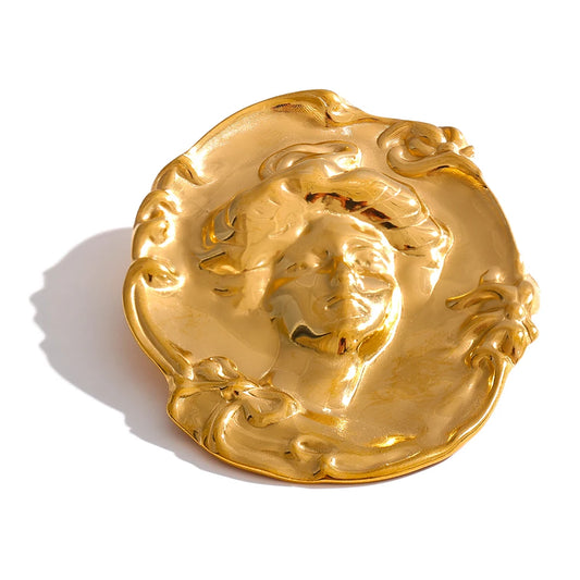 Personalized metal portrait head brooch - product image