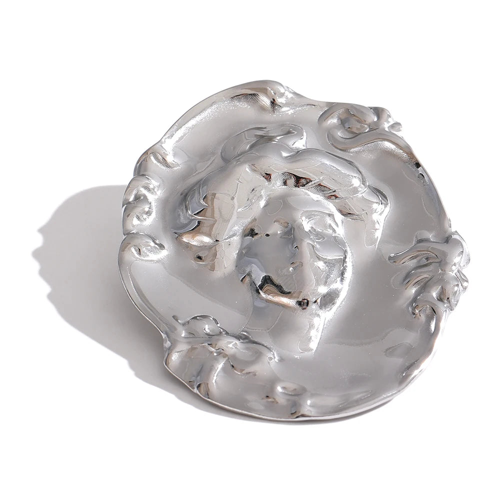 Personalized metal portrait head brooch - product image