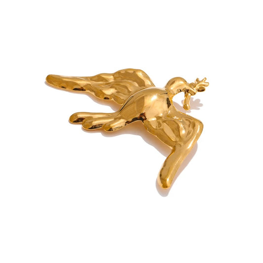 Personalized smooth metal bird brooch pin - product image