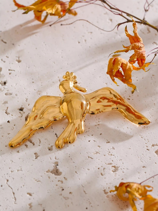 Personalized smooth metal bird brooch pin - product image