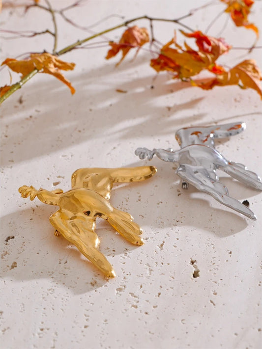 Personalized smooth metal bird brooch pin - product image