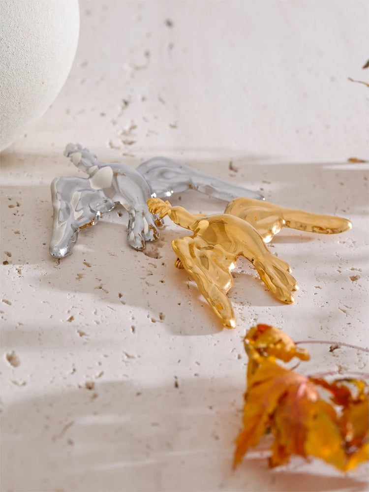 Personalized smooth metal bird brooch pin - product image