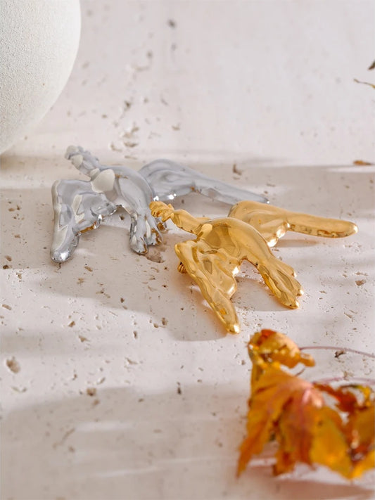 Personalized smooth metal bird brooch pin - product image