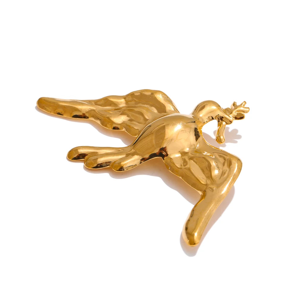 Personalized smooth metal bird brooch pin - product image