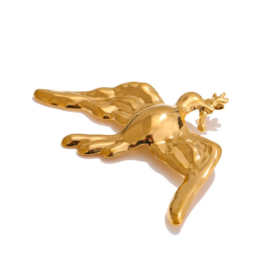 Personalized smooth metal bird brooch pin - product image