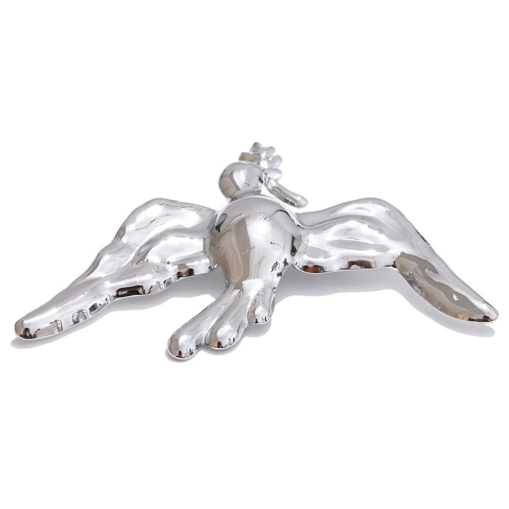 Personalized smooth metal bird brooch pin - product image