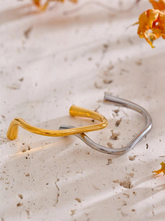 Personalized two finger modern open ring - product image