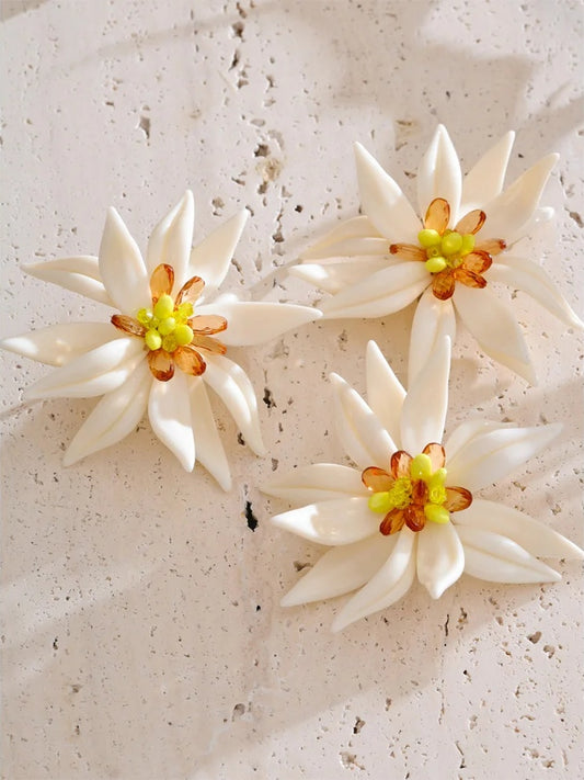 Petal flower handmade necklace bracelet earrings ring set - product image
