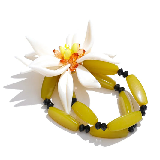 Petal flower handmade necklace bracelet earrings ring set - product image