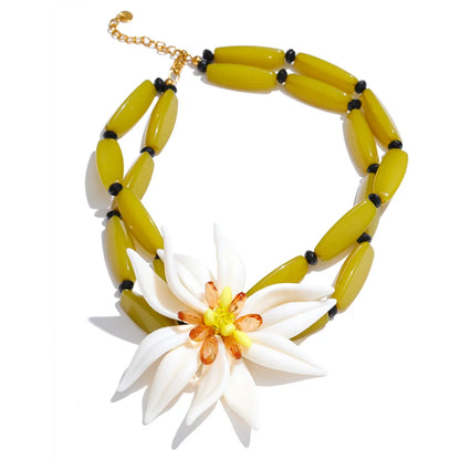 Petal flower handmade necklace bracelet earrings ring set - product image